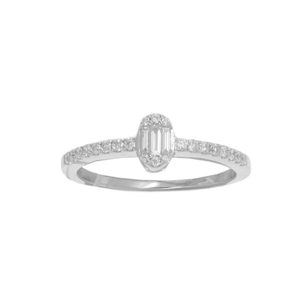 Ring in White Gold with Round and Baguette Shape Diamonds