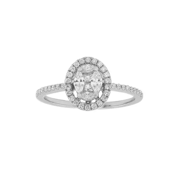 Ring in White Gold with Round, Princess and Marquise Shape Diamonds