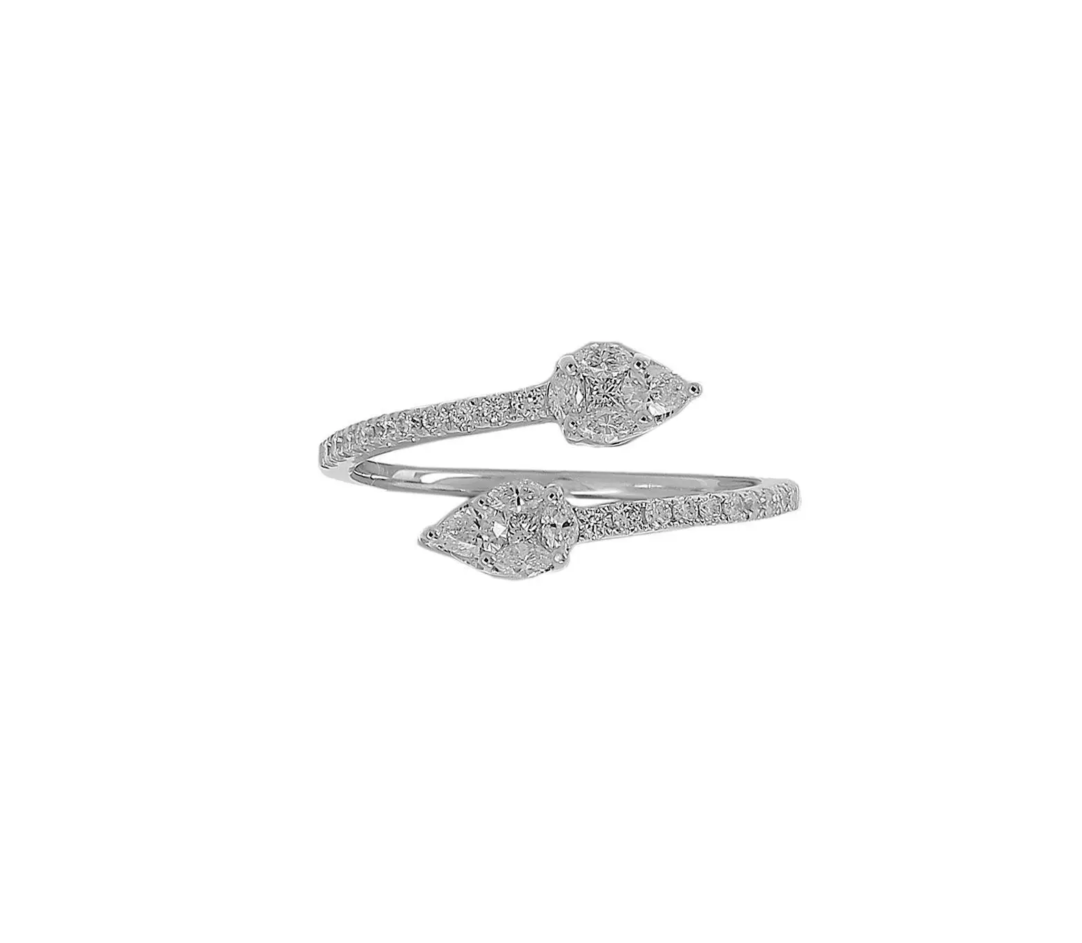 Contrarié Ring in White Gold with Round, Princess, Pear and Marquise Shape Diamonds