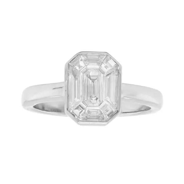Ring in White Gold with Octagonal Trapezium Shape Diamonds