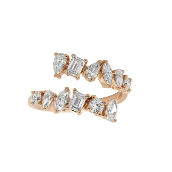 Ring in Rose Gold with Round, Pear, Marquise, Emerald Shape Diamonds