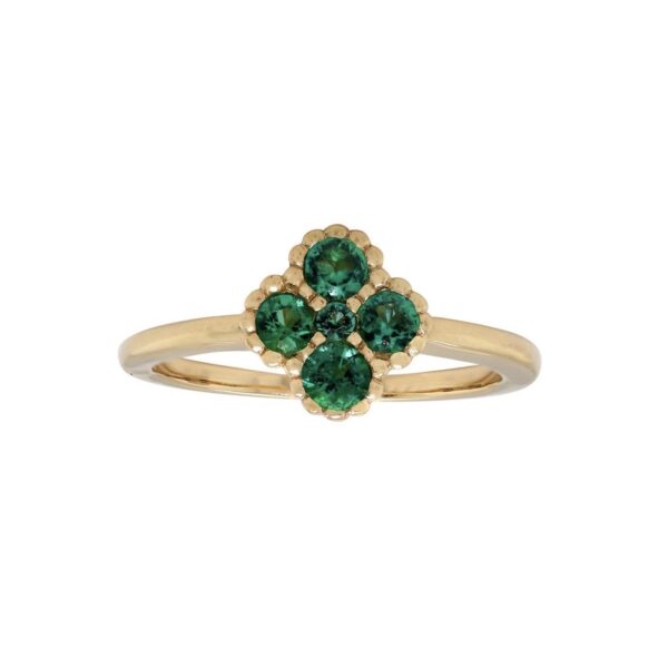 4-Clover Ring in Yellow Gold with Green Emeralds