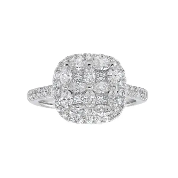 Ring in White Gold with Round, Princess, Marquise Shape Diamonds