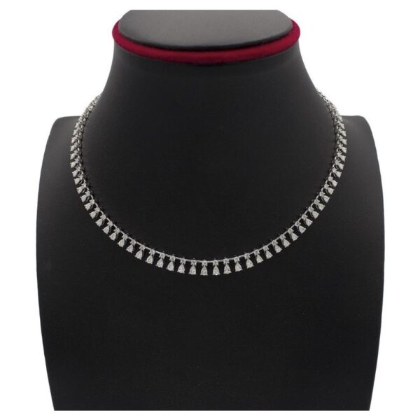 Necklace in White Gold with Round and Pear Shape Diamonds