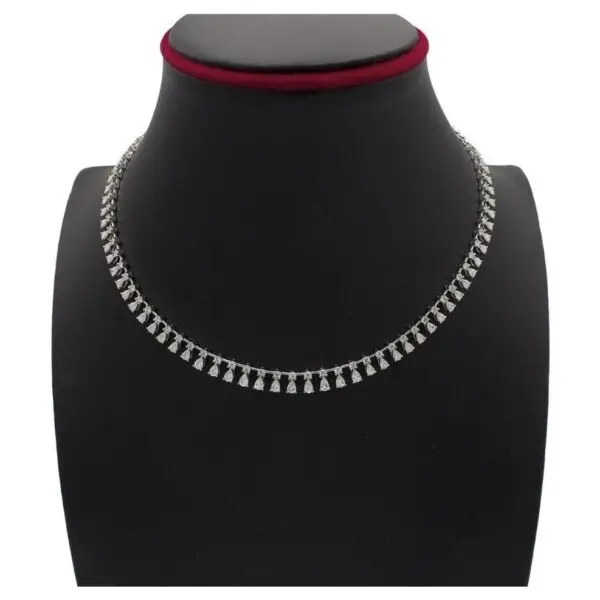 Necklace in White Gold with Round and Pear Shape Diamonds
