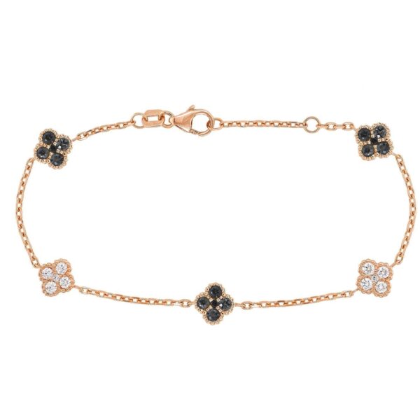 Bracelet in Rose Gold with Round White and Black Diamonds