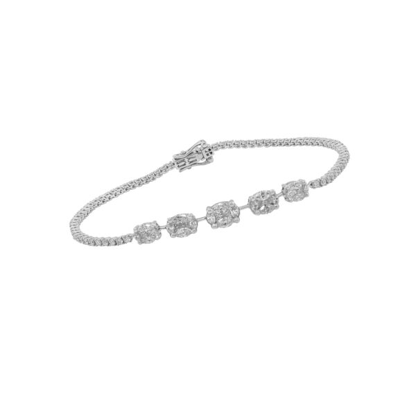 Bracelet in White Gold with Round, Marquise and Princess Shape Diamonds