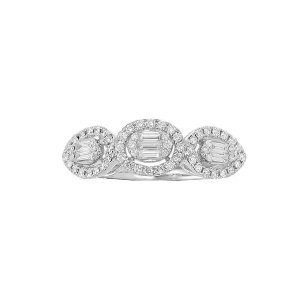 Ring in White Gold with Round and Baguette Shape Diamonds