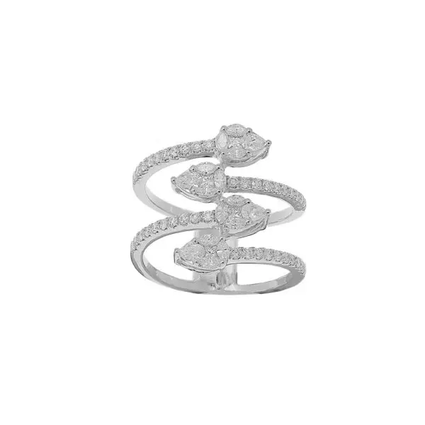 Ring in White Gold with Round, Pear, Princess and Marquise Shape Diamonds