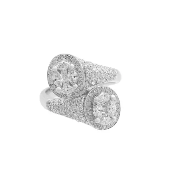 Ring in White Gold with Round, Princess and Marquise Shape Diamonds