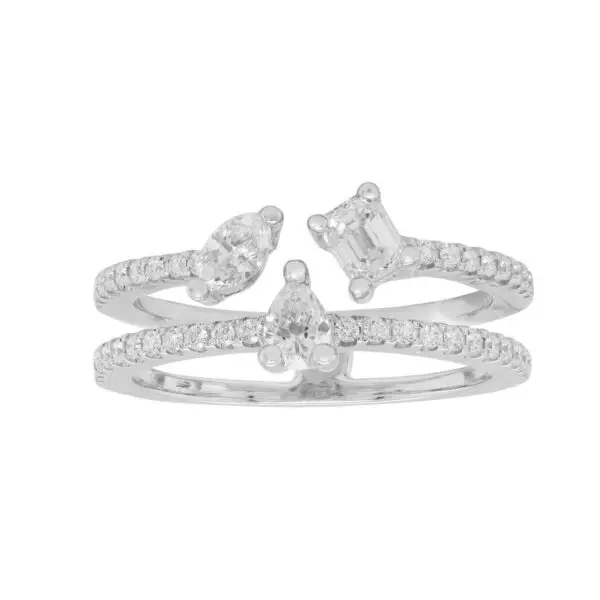 Ring in White Gold with Round, Pear, Marquise and Emerald Shape Diamonds
