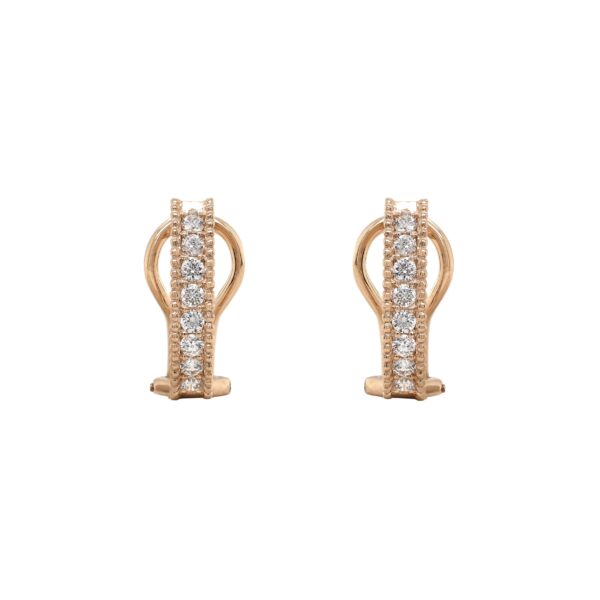 Earrings in Yellow Gold with Round Shape Diamonds