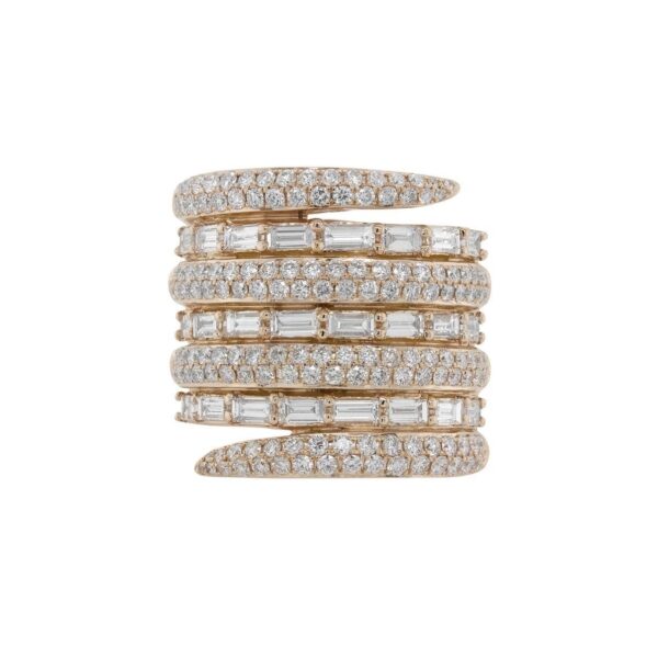 Ring in Rose Gold with Round and Baguette Shape Diamonds