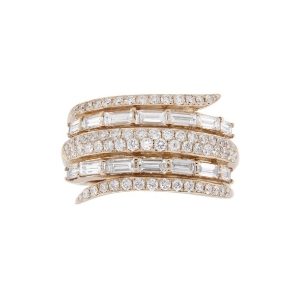 Ring in Rose Gold with Round and Baguette Shape Diamonds