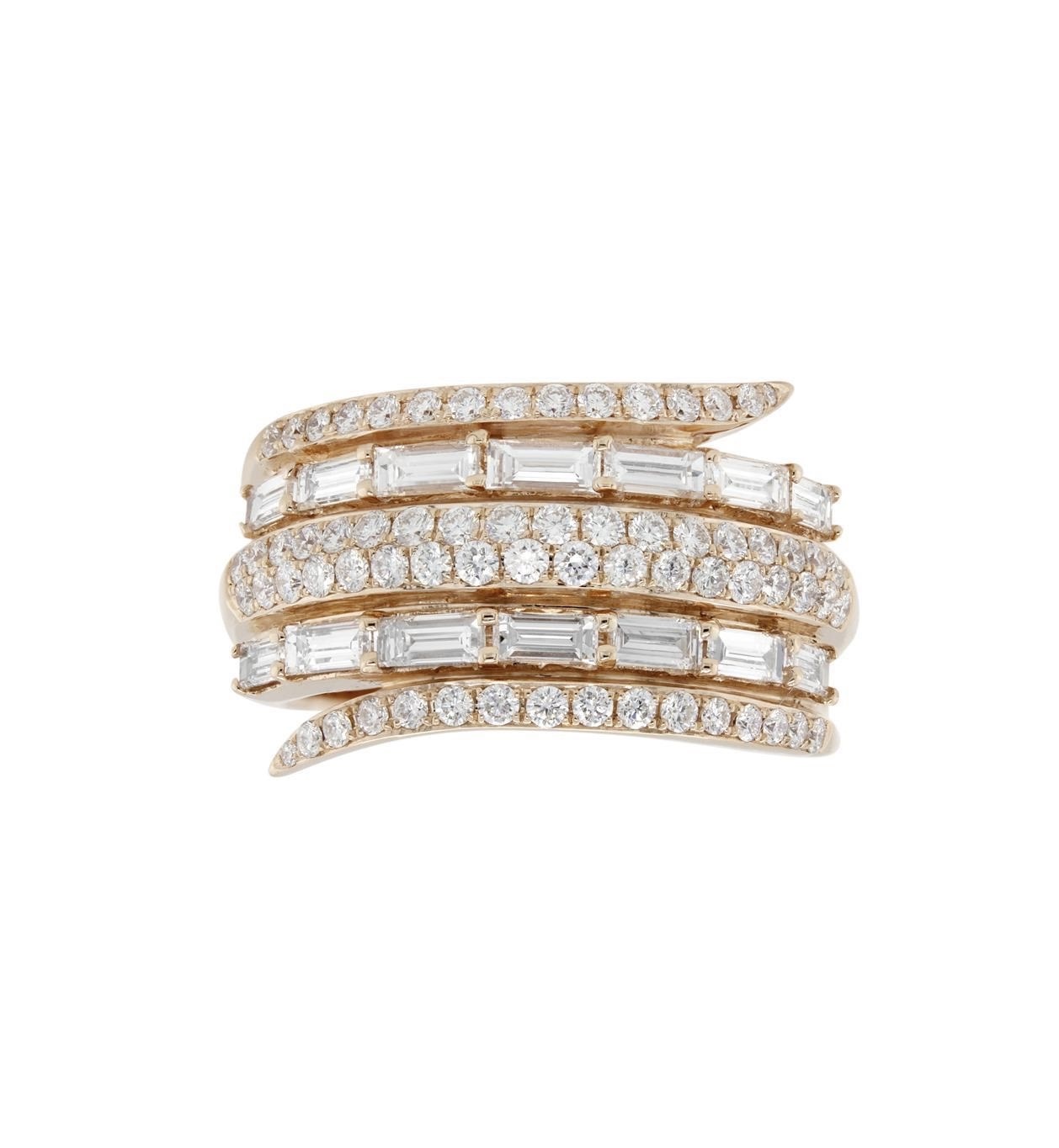 Ring in Rose Gold with Round and Baguette Shape Diamonds