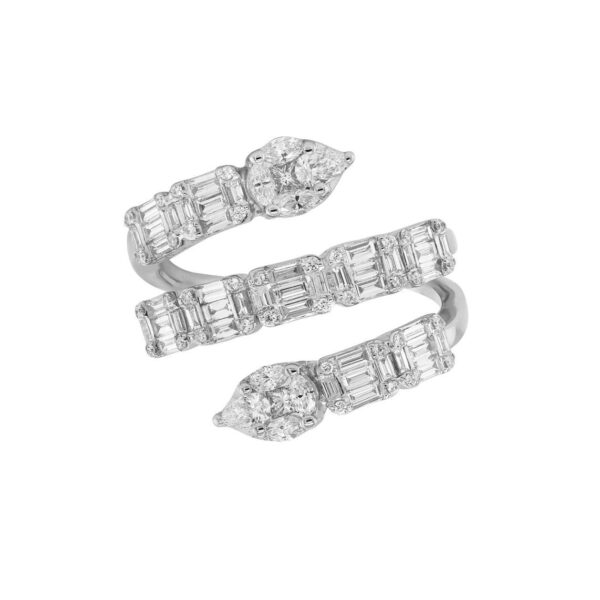 Contrarié Ring in White Gold with Round, Princess, Marquise, Baguette and Pear Shape Diamonds