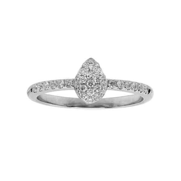 Pear Shaped Ring in White Gold with Round Diamonds