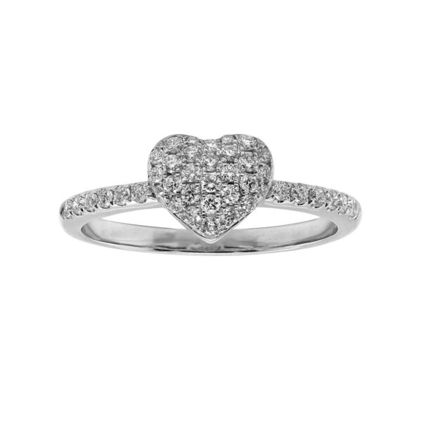 Heart Shaped Ring in White Gold with Round Diamonds