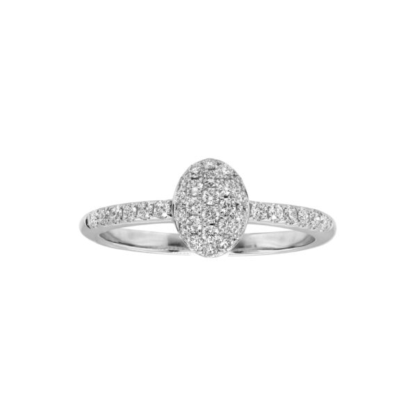 Oval Shaped Ring in White Gold with Round Diamonds