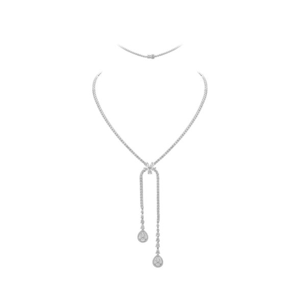Cascade Necklace in White Gold with Round, Pear, Princess, Marquise Shape Diamonds