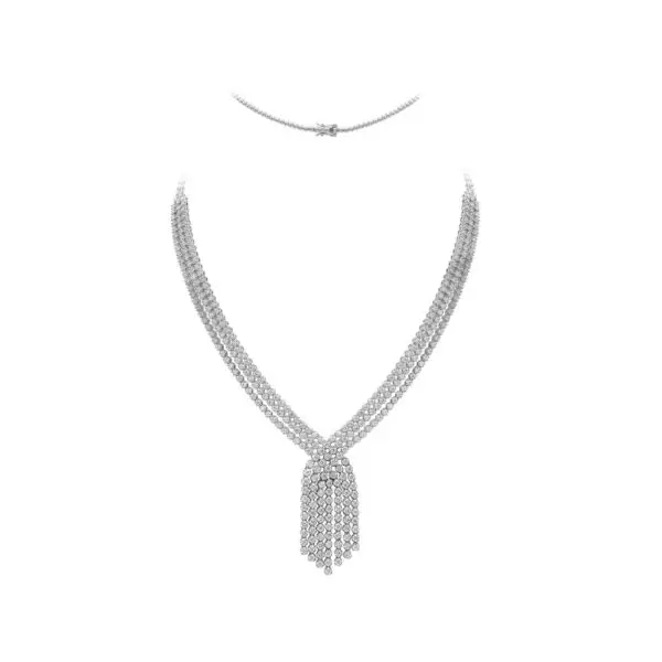 Necklace in White Gold with Round Diamonds