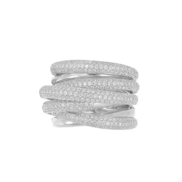 Intertwined Ring in White Gold with Diamonds