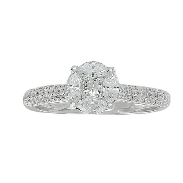 Ring in White Gold with Round, Princess and Marquise Shape Diamonds