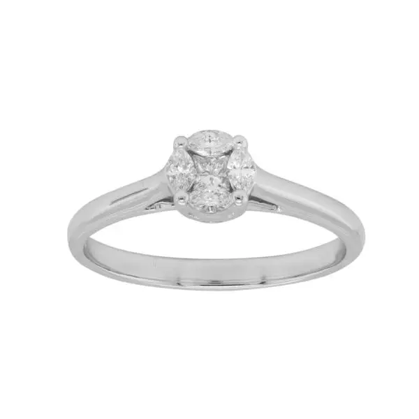 Ring in White Gold with Princess and Marquise Shape Diamonds