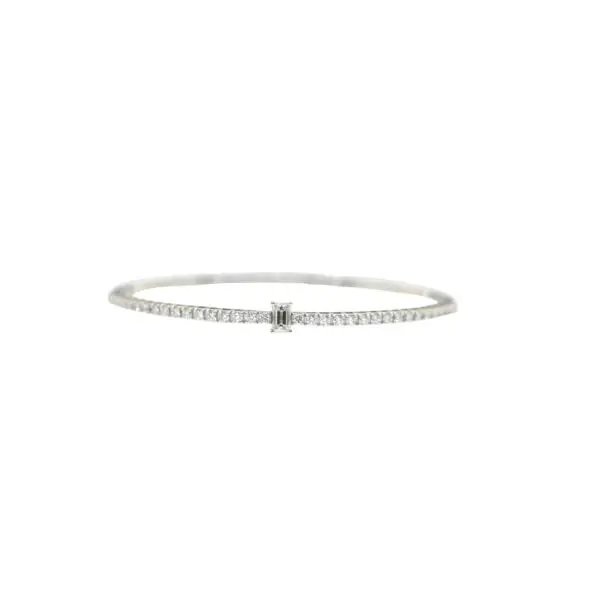 Bracelet in White Gold with Round and Baguette Diamonds