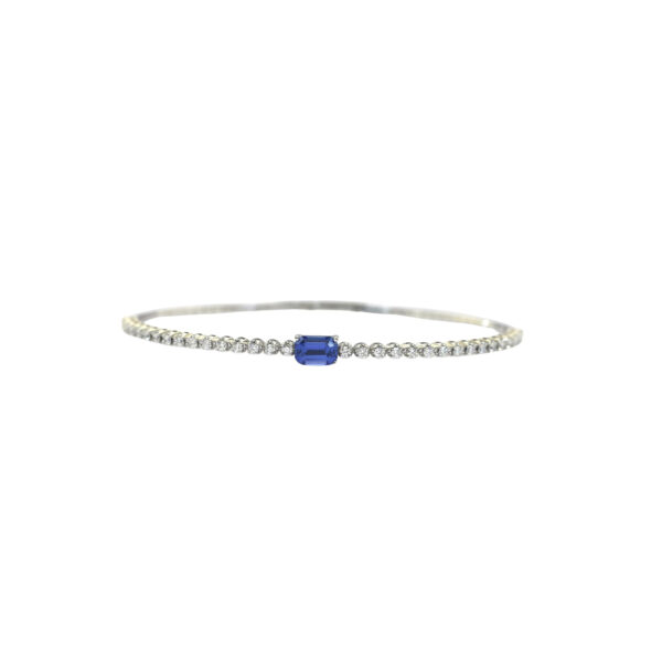 Bracelet in White Gold with Emerald Shape Blue Sapphire