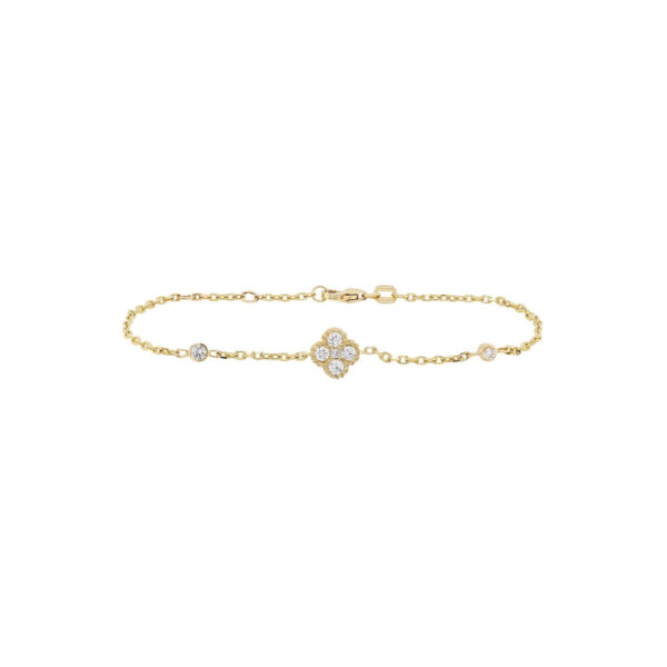 4-Clover Bracelet in Yellow Gold with Round Diamonds