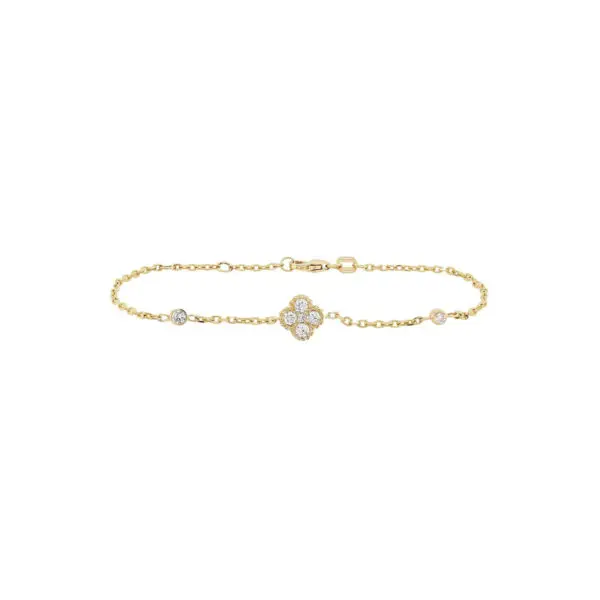 4-Clover Bracelet in Yellow Gold with Round Diamonds