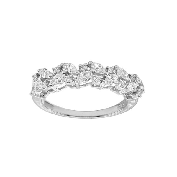 Ring in White Gold with Marquise Shaped and Round Diamonds