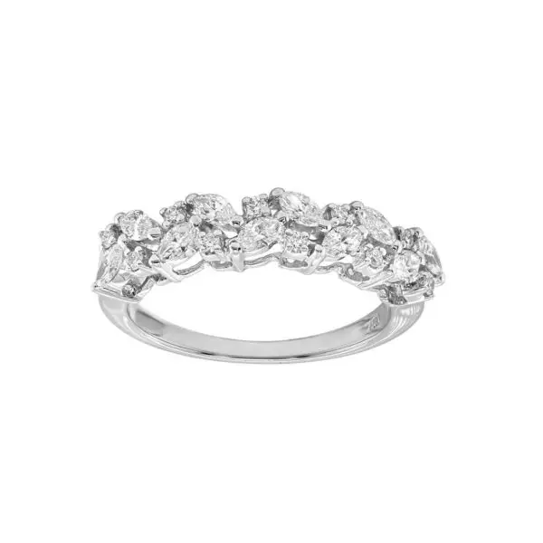 Ring in White Gold with Marquise Shaped and Round Diamonds