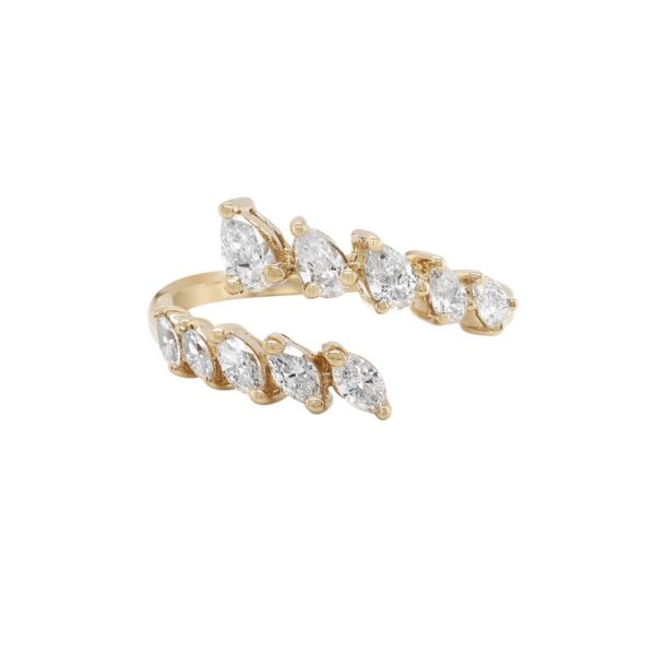 Ring in Yellow Gold with Pear and Marquise Shape Diamonds