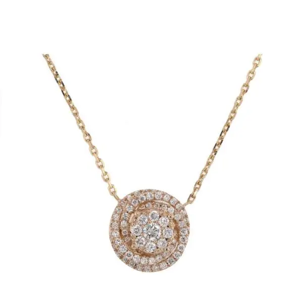 Spiral Shaped Necklace in Rose Gold with Round Diamonds
