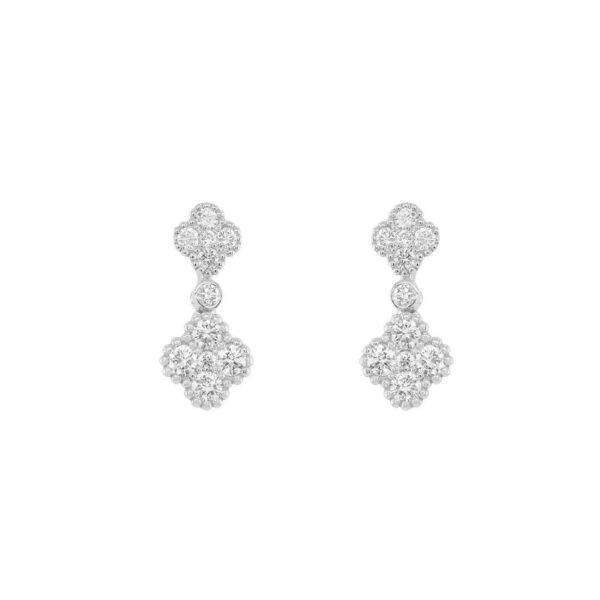 4-Clover Earrings in White Gold with Round Diamonds