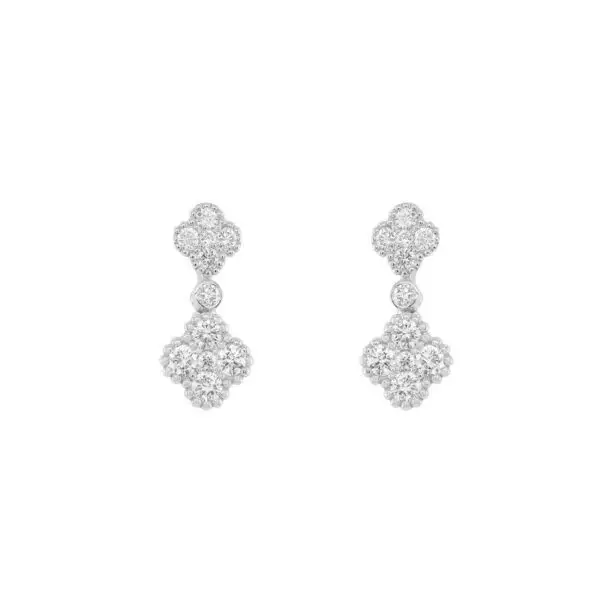 4-Clover Earrings in White Gold with Round Diamonds