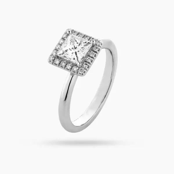 Halo Princess Shape Diamond Ring