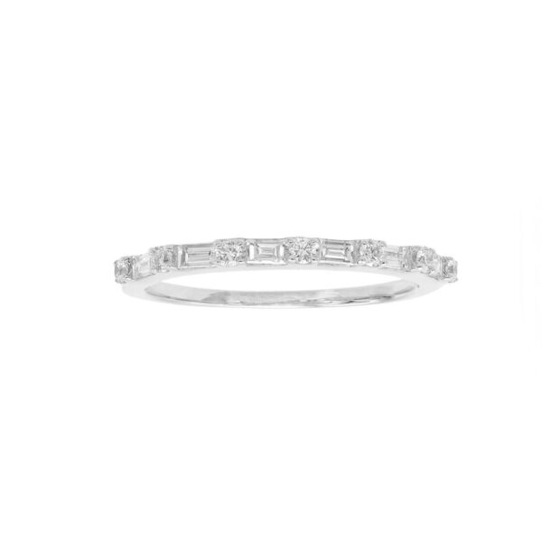Ring in White Gold with Round and Baguette Shape Diamonds