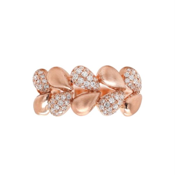 Ring in Satin-finished Rose Gold and White Diamonds