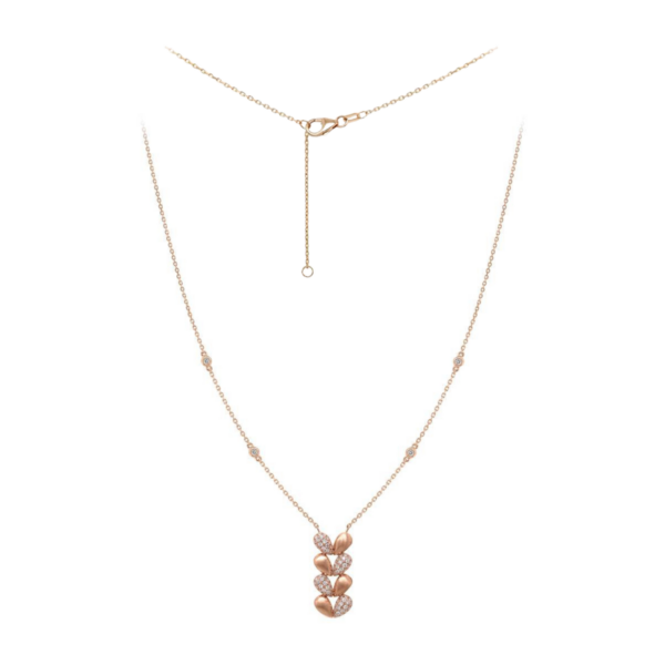 Pendant with Satin-finished Petals in Rose Gold and White Diamonds