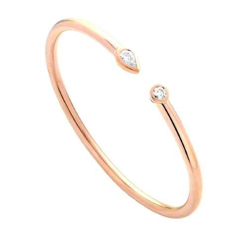 Contemporary Flexible Round and Pear Shape Diamond Bangle